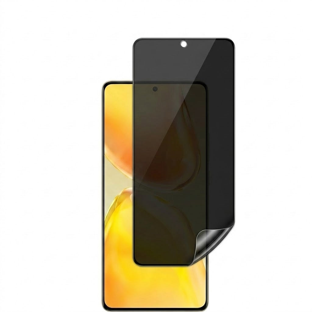 Plastic Privacy Screen Protector Compatible with Realme C65– Anti-Shock – No Black Frame – Covers Till Black Edge – Not Support Fingerprint Unlock